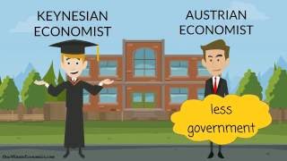 Austrian Economics and Keynesianism Keynesian Economics Explained in One Minute [upl. by Nadual]