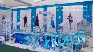 Hermosa decoración temática de Frozen ❄️ fiesta de niñas frozen decoration [upl. by Ettennod]