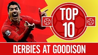 Top 10 Best Merseyside derbies at Goodison  Everton v Liverpool [upl. by Swetiana]