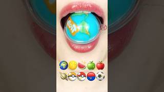 ASMR BALL JELLY EMOJI FOOD 🌍🌕🍉🍏🍎🪐🔴🔵⚽️ 이모지 먹방 sped up [upl. by Villiers]