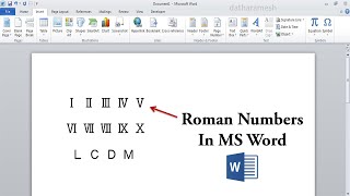 How to Insert Roman Numbers In MS Word  Roman Numerals [upl. by Loydie]