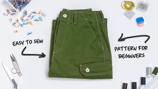 How to sew pants Elastic waist pants  Sewing Tutorial easy sew linen pants [upl. by Grayson]