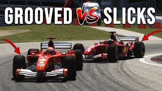 Grooved Tyres Vs Slicks  How Much Faster Could The F2004 Have Been [upl. by Neils]