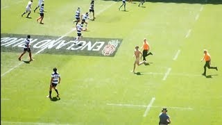 Slow Motion epic streaker scores try in England rugby match at Twickenham [upl. by Allveta]