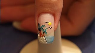 Palm Beach fingernail design with sand and nail lacquer [upl. by Ahsenom917]