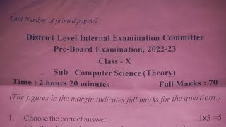 HSLC Pre Board Question Paper 2023 Computer Science Barpeta District [upl. by Meara]