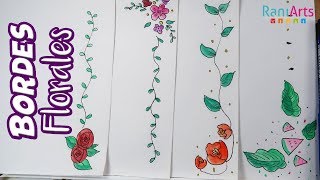 BORDES  MÁRGENES FLORALES Decora tus apuntes o cartas [upl. by Iyre]