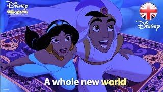 DISNEY SINGALONGS  A Whole New World  Aladdin Lyric Video  Official Disney UK [upl. by Esbenshade]