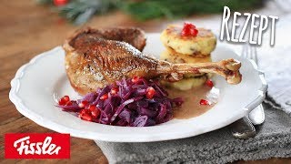 Leckeres Weihnachtsessen Knusprige Gänsekeule mit Rotkohl kochen [upl. by Parfitt984]