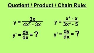 Calculus 1 CH 3 Derivatives 4 of 24 Quotient Rule [upl. by Serolod]