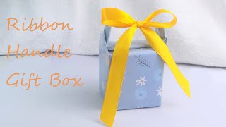 How To Wrap A Gift With Ribbon Handle  Ribbon Handle Gift Box [upl. by Llehctim530]