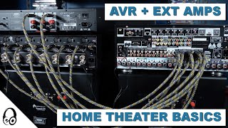 EXTERNAL AMP CONNECTION  Home Theater Basics  Denon  Marantz  Emotiva  Outlaw Audio [upl. by Haff202]