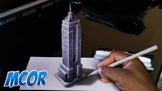 Como Dibujar el Edificio Empire State en 3D [upl. by Zavras912]