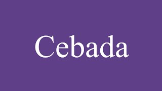 How To Pronounce Cebada Barley Correctly in Spanish [upl. by January200]