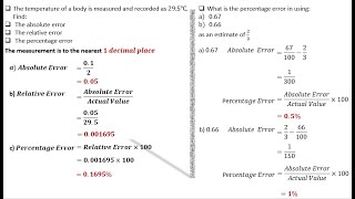 APPROXIMATION AND ERRORSABSOLUTE ERRORRELATIVE ERROR PERCENTAGE ERROR WORKED EXAMPLES [upl. by Neemsaj110]