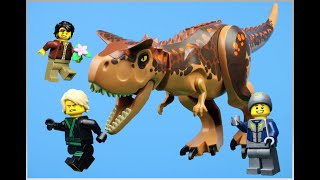 Lego Jurassic World Stop Motion  Carnotaurus vs Lloyd Garmadon vs Clutch Powers Reptibian Bricks [upl. by Kcorb476]