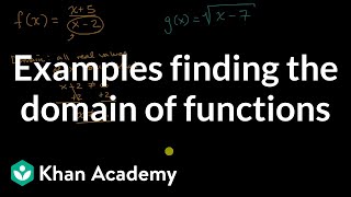 Examples finding the domain of functions [upl. by Ahcurb]