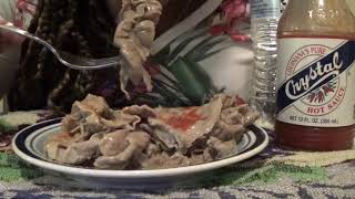 EATING PIG INTESTINES CHITTERLINGS MUKBANG CHITLINS ASMR [upl. by Mccahill]