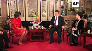 US First Lady Michelle Obama meets Chinese President Xi Jinping and his wife Peng Liyuan [upl. by Feerahs974]