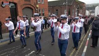 Downpatrick Flute Band Arriving  ABOD Closing of the Gates 2023 [upl. by Oby909]