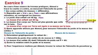 Exercice 9 le poids et la masse 3APIC [upl. by Ariajay789]