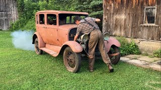 1929 Ford first start in 40 years Model A Town Sedan [upl. by Nirret]