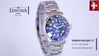 DAVOSA（ダボサ） Ternos Pro（テルノス プロ）TT GMT オートマティック自動巻きメンズ 16157160 腕時計 ブルーレッド [upl. by Torosian613]