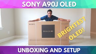 Sony A90J OLED TV Unboxing Setup and First Impressions [upl. by Emorej]