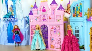 Princess Barbie doll Pink Royal Castle  Mermaid Bedroom Putri Barbie Istana Princesa Castelo [upl. by Raines]