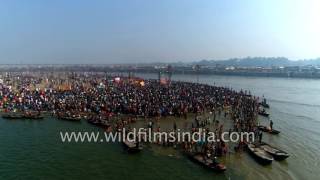 Triveni Sangam  the confluence of Ganga Yamuna and Saraswati Aerial view [upl. by Ahsa36]