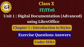 class X ITITeS Introduction to Styles exercise questions answers under SEBA  class 10 ITITeS [upl. by Brodie]