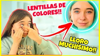 Mi primera vez PROBANDO LENTILLAS de COLORES 😯COMO poner LENTILLAS de COLORES 👀 LLORO😭 [upl. by Guinna]