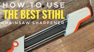 How to use the best and easiest Stihl 2 in 1 chainsaw sharpener [upl. by Negroj]