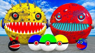 MS PACMAN amp NEW MONSTER PACMAN VS TWO SPIKY MONSTER PACMAN FIGHTING IN POKEMON 5 [upl. by Baler]