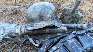 WORLD WAR II SOLDIERS FOUND IN FRONT OF GERMAN TRENCHES  WW2 METAL DETECTING [upl. by Buskus]