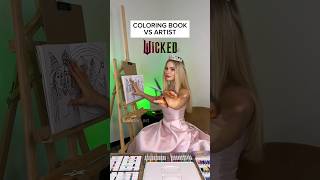 COLORING BOOK VS ARTIST🩷 WICKED💚 DID YOU FIND HIDDEN SEMBOL🧹wicked art drawing elphaba [upl. by Srevart]