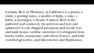 HOW NOVELS BEGIN Cannery Row by John Steinbeck [upl. by Alad48]