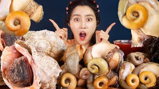 MUKBANG ASMR  Chewy Giant Turban Shell Eat Korean Seafood Eatingshow 아라 Ara Eating Sound Realsound [upl. by Artenek856]