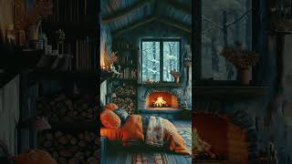 Healing Ambiance Sleep Aid Cave Cozy Cabin Burning Fireplace Blizzard Snowfall [upl. by Pearline]