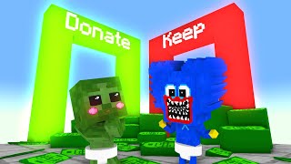 Monster School Money Run Challenge  Baby Zombie amp Baby Huggy Wuggy Choice  Minecraft Animation [upl. by Hachman]