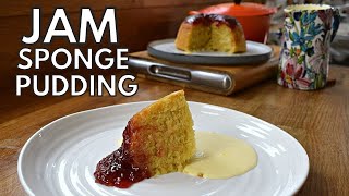 How to make a Steamed Jam Sponge Pudding  a classic British pud [upl. by Harneen]