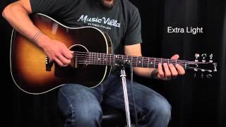 The Ultimate Acoustic String Comparison  Extra Light vs Custom Light vs Light vs Medium [upl. by Erdnoid]