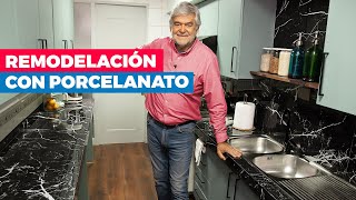 Cómo instalar porcelanato en un mesón de cocina [upl. by Noyar]