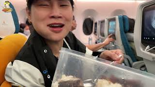 MUKBANG 2KG CƠM VỚI BA CHỈ RÔTI TRÊN CHUYẾN BAY SANG MỸ [upl. by Chita]