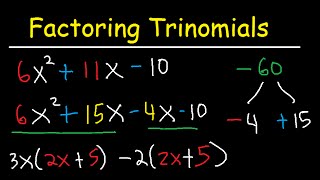 Factoring Trinomials With Leading Coefficient not 1  AC Method amp By Grouping  Algebra  3 Terms [upl. by Aynnat]