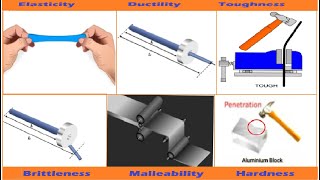 Mechanical properties of materials  Elasticity Ductility Brittleness Malleability Toughness [upl. by Wordoow]