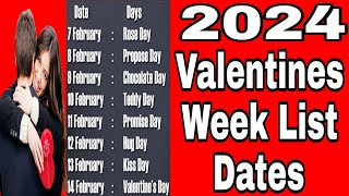 valentine day valentine day kab hai 2024Valentine Day Dates 2024  Valentine Week List Dates 2024 [upl. by Ffirahs]