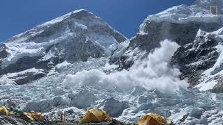 Avalanche seen from Mount Everest base camp [upl. by Zsa Zsa675]