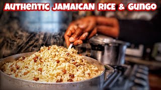 HOW TO MAKE AUTHENTIC JAMAICAN RICE AND PEAS GUNGO PIGION PEAS Morris Time Cooking [upl. by Bella]