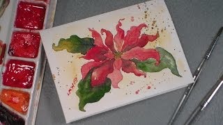 watercolor poinsettia tutorial [upl. by Ericksen949]